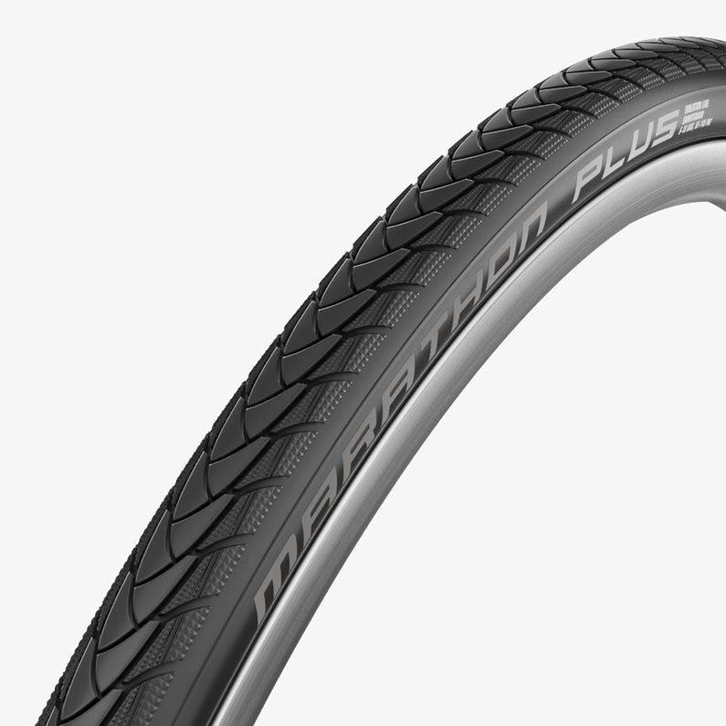 Close up of a marathon plus evolution tyre.