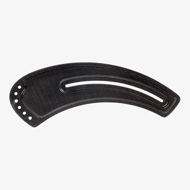 A slim style carbon sideguard for a wheelchair.