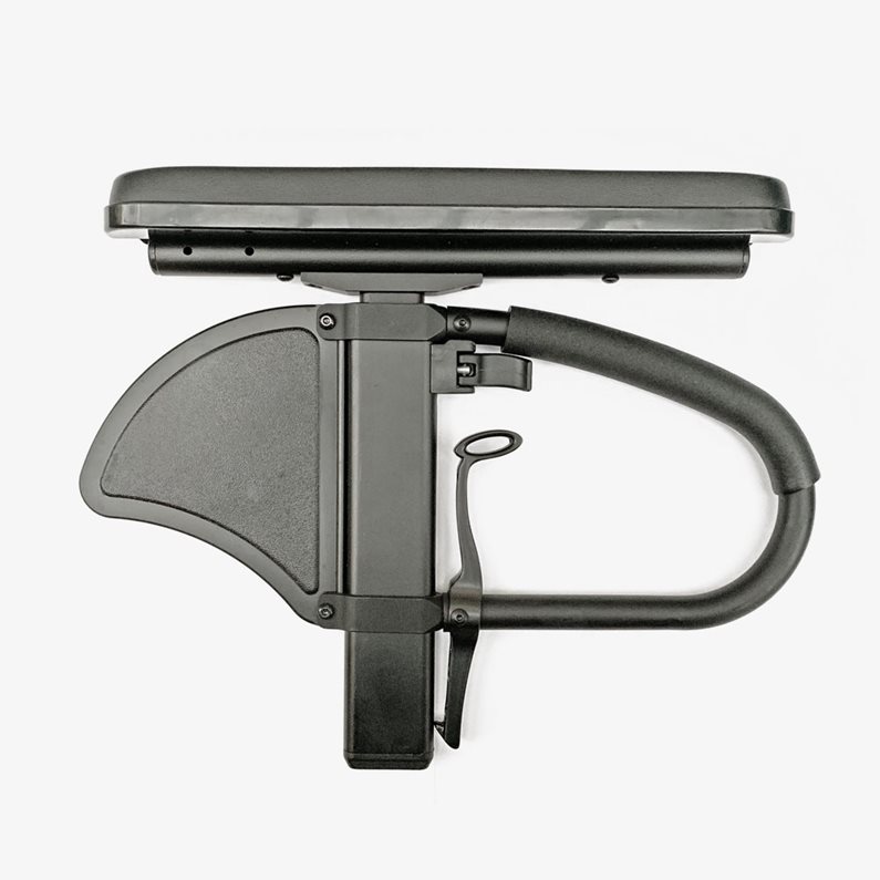 A singple post armrest for a wheelchair.