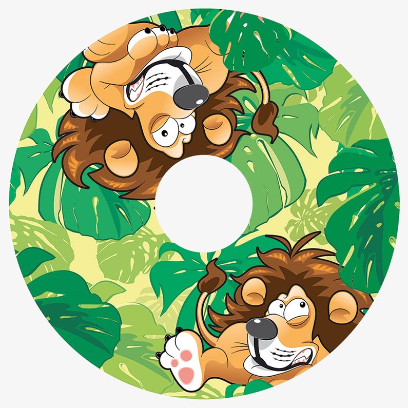 A happy lion spokeguard pattern.