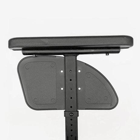 A single post, height adjustable armrest for a wheelchair.