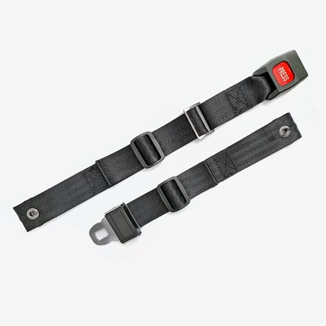 A positioning belt with lock laid out flat.