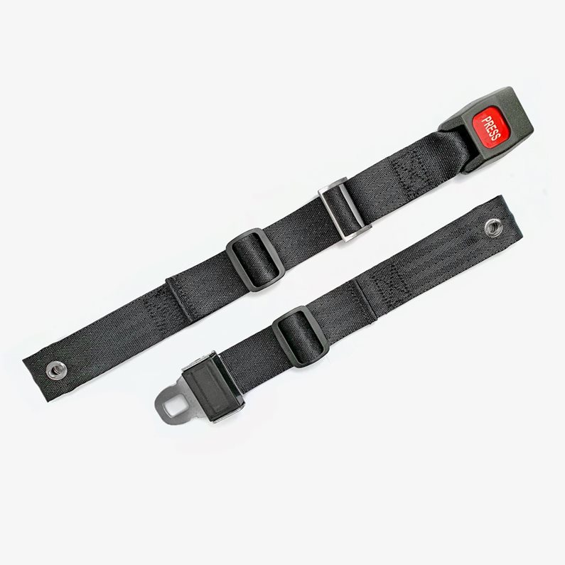 A positioning belt with lock laid out flat.